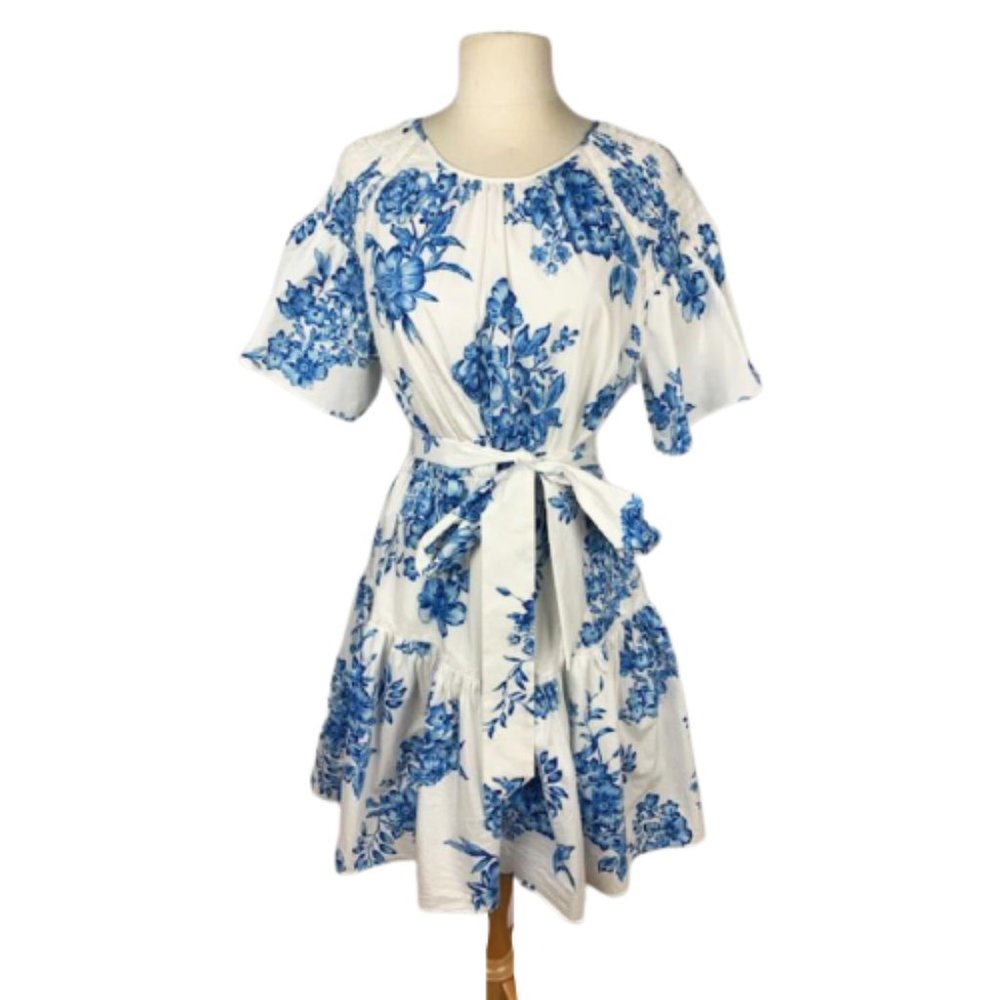*SOLD* Rachel Parcell Blue Floral Ruffle Dress XL - Picture 1 of 6